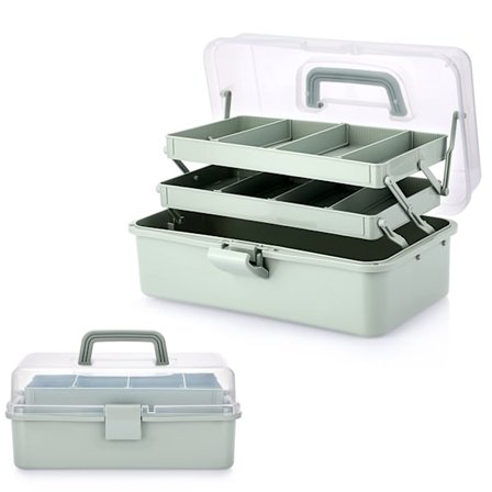 3-lags plastorganisator, delende oppbevaring med justerbare avstandsstykker, bærbar håndverksboks for medisin, sying, kunstutstyr