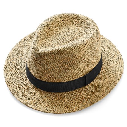 Sombrero Panamá de paja natural con cinta negra para hombres - Sombreros Panamá