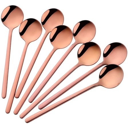 Espressoskedset med 8 delar, 18/10 rostfritt stål roséguldsked 5,1 tum