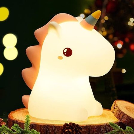 Cute Unicorn Night Light for Kids - 7 Colors, Rechargeable Silicone Lamp for Bedroom