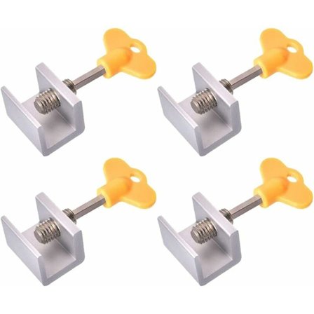 4 stk. skydevindueslåse - justerbar vindueslåse - justerbare skydedørsstop - aluminiumslegering skydedørslås - vinduessikring