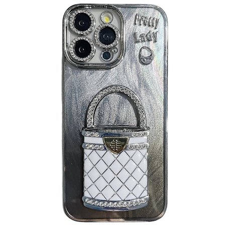 Skal till iPhone 16 Pro med Spegelstöd TPU+PC Glänsande Skyddande Baksida-