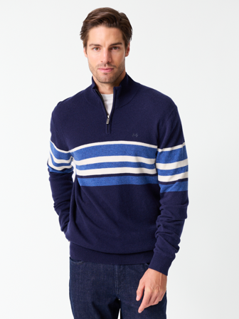 Jean Paul - Faustian stripet zipneck - Herre - Blå - Gensere - L