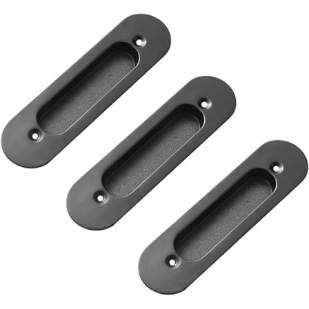 6-pack infällda skjutdörrhandtag dolda fingerdrag dolda handtag zinklegering infällda knoppar för dörr, skåp, låda, skåp, oval svart 150 x 40 MM