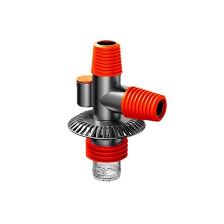 Kort Vaskemaskine Gulvafløbs T-stykke - ABS Anti-Lugt Overløbssikring Stik, Pladsbesparende Afløbsløsning Orange