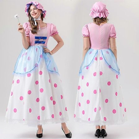 Halloween Toy Story Hyrdinde til Voksne og Børn, Lyserød Prikket Prinsesse Cosplay Optræden