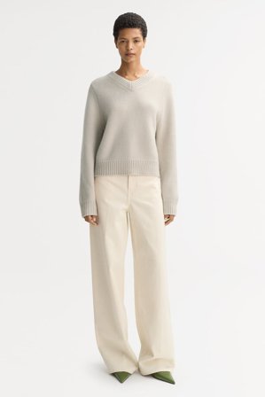 Soft Goat - Chunky v-neck - Women cashmere sweater - M - Chalk