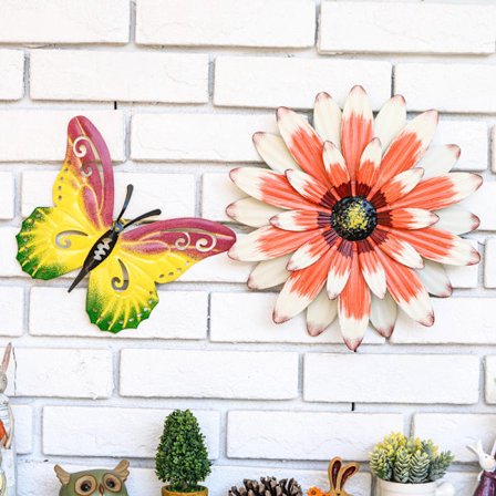 12,6 tommer metal blomst vægdekoration vægskulptur indendørs udendørs hængende dekoration