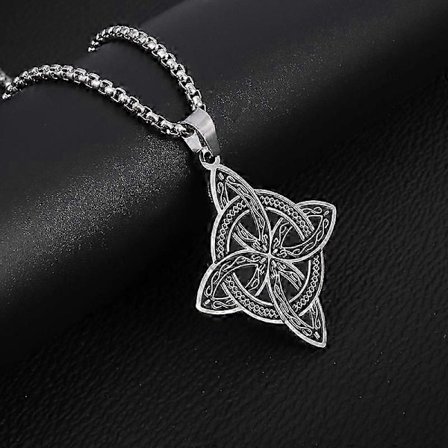 Häxknut Halsband Rostfritt Stål Magisk Knut Pagan Häxkonst Symboler Hänge Keltisk Knut Halsband Smycken Gåvor för Kvinnor