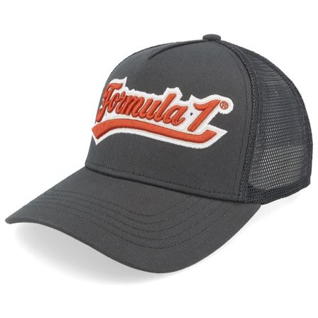Formula One - Motor Grigio trucker Cappellino - F1 Logo Legacy Black A-Frame Trucker @ Hatstore