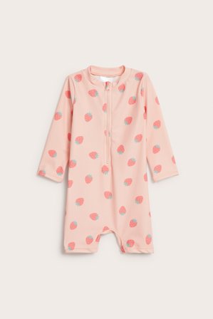 Kappahl | Strój UV z długimi rękawami, w truskawki Różowy 86/92 | Niemowlę