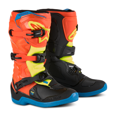 Botas de Cross Niño Alpinestars Tech 3S Naranja Flúor/Esmalte/Azul/Amarillo Flúor 37