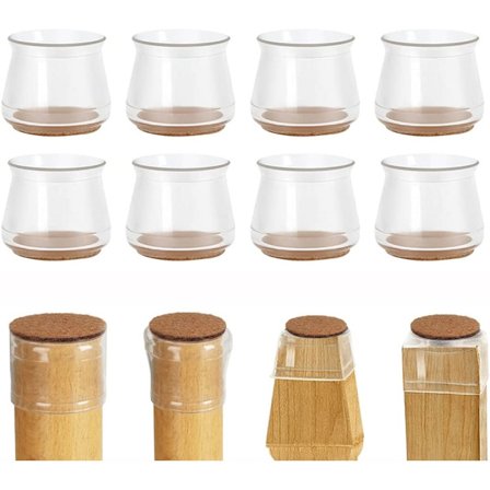 8*Opgraderede gennemsigtige møbelglider til trægulve, Sil