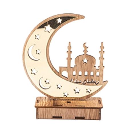 Stil 3 Træpynt Træ Mubarak Måne Stjerner Håndværk Pynt Hjem Ferie Fest Bord Dekoration Kunstgaver Stil 3