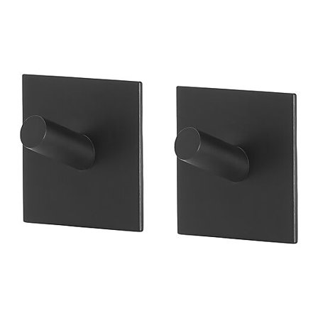 TIGER KROK SQUARE, 2 STK SORTE KROKER I RUSTFRITT STÅL. MONTERES M