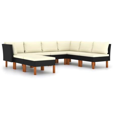 Vidaxl Loungeset För Trädgården Med Dynor 8 Delar Konstrotting S Svart