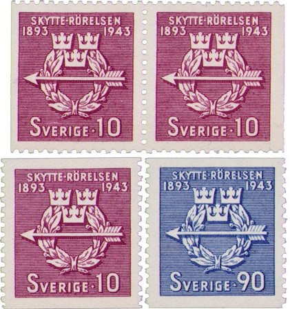 Sverige - AFA 306-307+306Cv-306Ch - Postfrisk