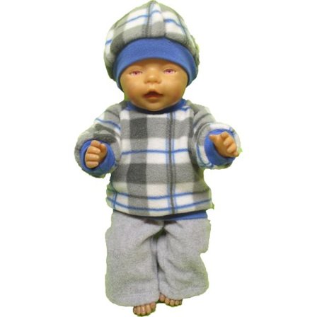 Fleecedress i rutig/grå fleece till Baby Born, dockkläder.