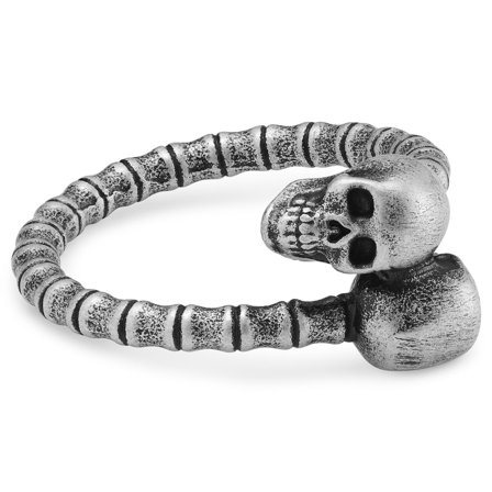 Aspero | Silver-tone Stainless Steel Skull Wrap Ring for Men - Skull rings