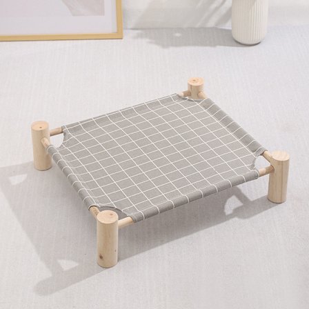 1 sæt (firkant) massivt træ lærred kæledyr seng hund seng katteseng Quadran