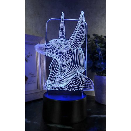 Anubis, Den Gamle Egyptiske Gud For Efterlivet, Jakkalhund Indgraveret Klar Akryl Glas LED Natlys Hilsen Multifarvet Natlys