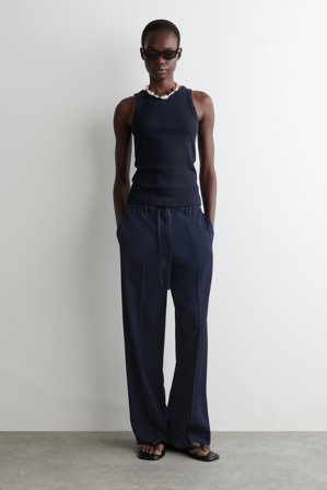 COS Women's Canotta Con Lavorazione A Coste in Blu