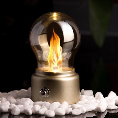 Retro LED Natlampe Sengelampe med Pære Retro USB Genopladelig Sengelampe Guld