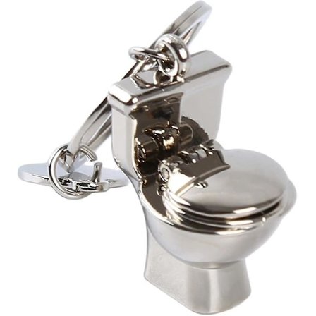 2 st Mini Toalett Metall Nyckelring Söt Simulering Toalett Hänge Nyckelring (silver) [DB]