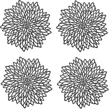 Dww-4 delar svart bordstablett, ihåligt rund bordstablett, rund DXGHC