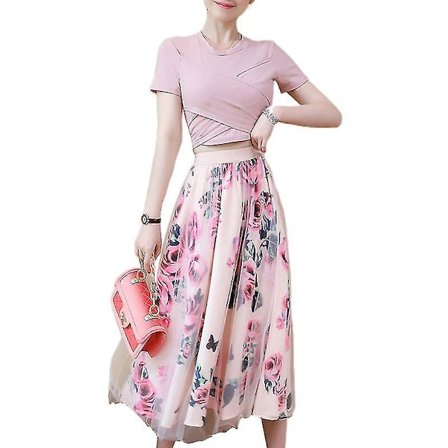 Dame 2-delt Twist Bandage Midi Skjørt Kjole