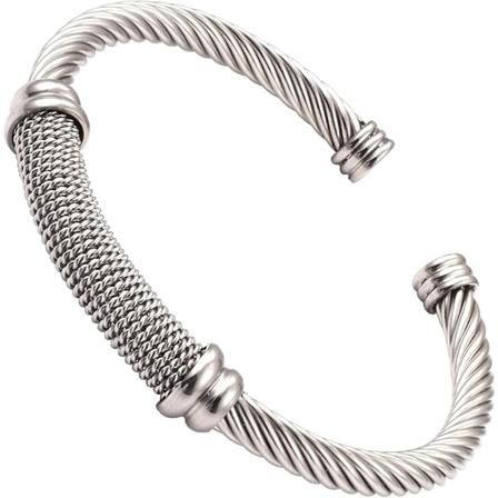 Kabelarmbånd for kvinner Mansjett Vridde ledning Vintage dame armbånd Elastisk justerbart rustfritt stål Smykker