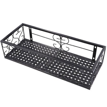 1 stk Balkong Hengende Rekkverk Blomsterstativ Plante Sukulent Rekkverk Blomsterpotte Plantehylle (svart)