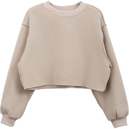 Naisten Lyhyt Hihallinen Huppari Fleece Crop Top Kryp