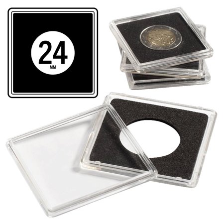 QUADRUM firkantede møntkapsler til mønt Ø 24 mm - 10 stk. - Leuchtturm