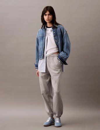 Calvin Klein Jeans Monologo French Terry Jogger - Grey - XXS