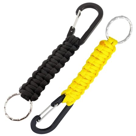 Avainnauha paracord ulkoilukäyttöön, jossa karabiinihaka, 2 kpl