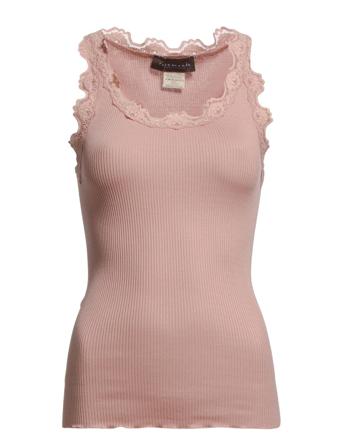 Silk Top W/ Lace T-shirts & Tops Sleeveless Rosa Rosemunde*Betinget Tilbud