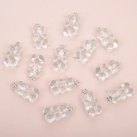 10St Godis Färg Gummi Mini Björn Charms För Smycken Göra Diy Hängande Söta Örhängen Halsband Kreativa Findar 20X10mm Transparent bear