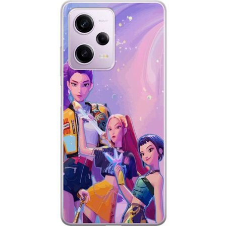 Kompatibelt Mobildeksel til Xiaomi Redmi Note 12 Pro Futuristiske popdamer i neonfarger med magiske detaljer mot en drømmeaktig galaksebakgrunn