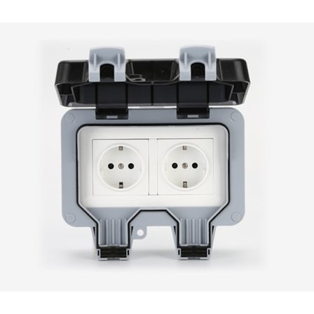 IP66 Udendørs Vandtæt Stikkontakt med Afbryder, Vandtæt Samleboks, Dobbelt Væg Udendørs Stikkontakt til Køkken, Badeværelse, Garage, Pool og Have