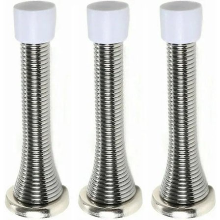 3 st Väggmonterade Krom Fjäder Dörrstopp Fjädrande Stopplist Buffert 7,9 cm