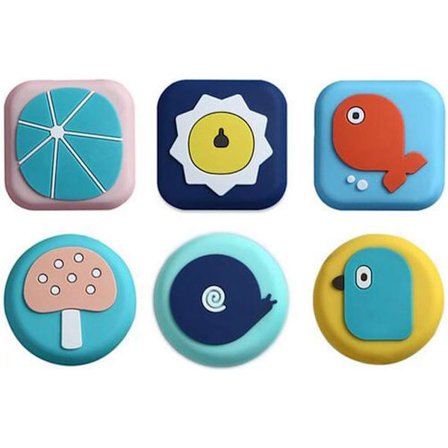 Dörrstoppare, set med 6 självhäftande dörrhandtagsstoppar Väggskydd, Dörrspjäll med tecknat djurmönster, 50 mm