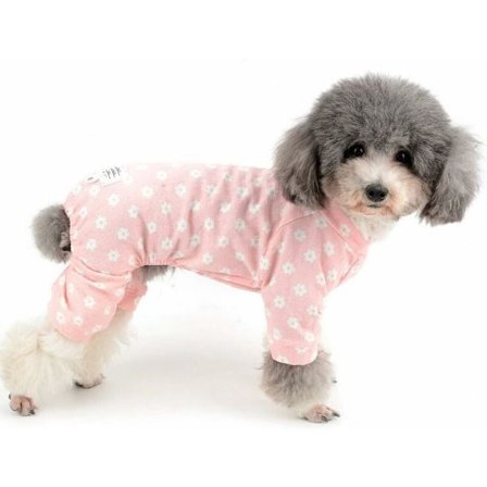 Valp Pyjamas, Söta Prästkragar och Blommor, Bomullsarbetskläder Pyjamas, Valp Pyjamas med Byxor, Hund Katt, 4 Ben Overall Pyjamas för Alla Säsonger, 