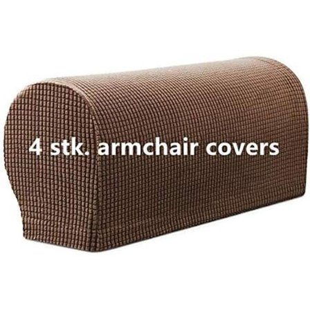 4 stk Armlenestoltrekk Vanntett Armlenstoltrekk Stretch Polyester Sofa Armlenestoltrekk Spandex Sofa Trekk for Stue Recliner Sofa (Kaffe)
