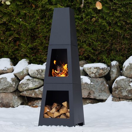 Mareld Udendørs Pejs med opbevaring - Sort | KitchenOne