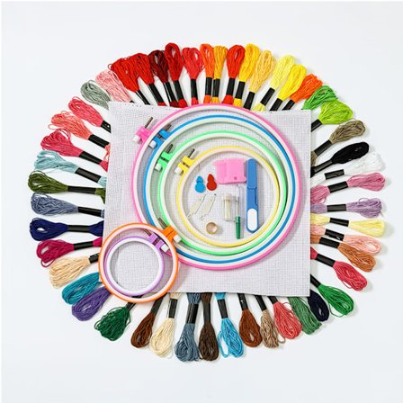 Embroderitrådsett, 100 farger broderitråd for broderi, korssting, strikking, brasilianske armbånd, broderikit, verktøy og tilbehør
