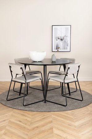 Venture Home - Matgrupp Dipp med 4 st matstolar Kenth - Svart - Matgrupp 4 personer - Från Homeroom