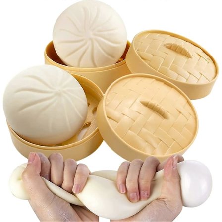 2-pak Dumpling Squishy Fidget Legetøj, Dumpling Stressbold, Dampet Fyldt Bolle, Squishies Stressaflastende Dekompressionslegetøj
