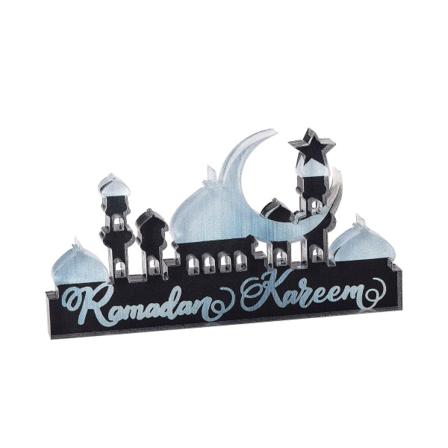 Ny Ramadan EID Mubarak Akryl Prydnad för Hem Islamisk Muslimsk Fest Bordsdekoration Silver