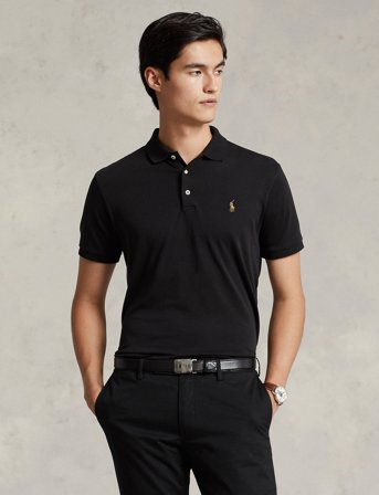 Polo Ralph Lauren Custom Slim Fit Soft Cotton Polo Shirt - Black - L